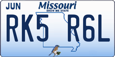 MO license plate RK5R6L