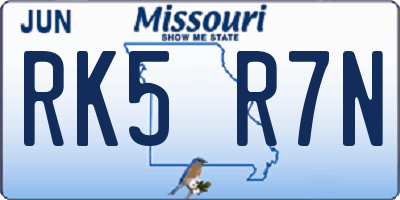 MO license plate RK5R7N
