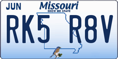 MO license plate RK5R8V