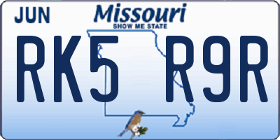 MO license plate RK5R9R