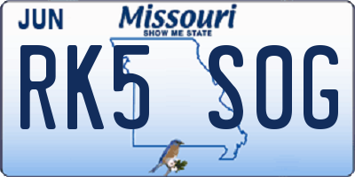 MO license plate RK5S0G