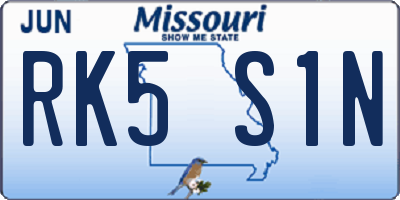 MO license plate RK5S1N