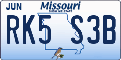 MO license plate RK5S3B