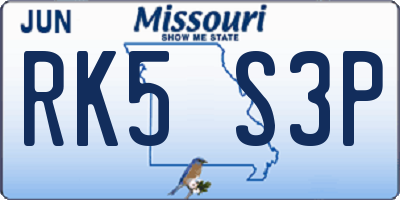 MO license plate RK5S3P