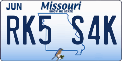 MO license plate RK5S4K