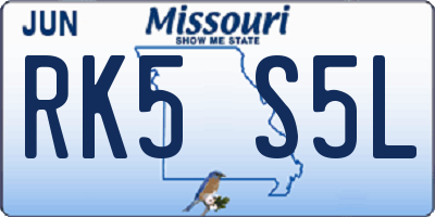 MO license plate RK5S5L