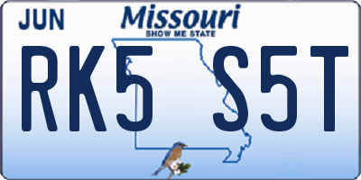 MO license plate RK5S5T