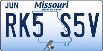 MO license plate RK5S5V