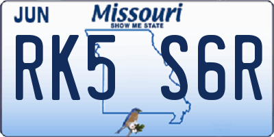 MO license plate RK5S6R