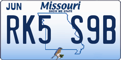 MO license plate RK5S9B