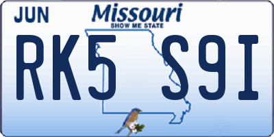 MO license plate RK5S9I