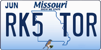 MO license plate RK5T0R