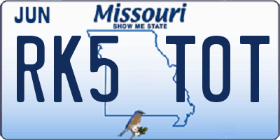 MO license plate RK5T0T