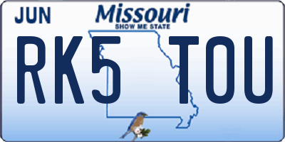 MO license plate RK5T0U