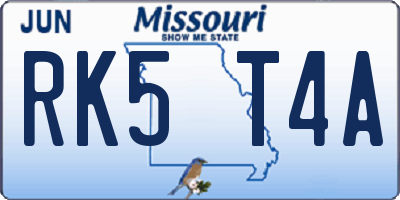 MO license plate RK5T4A
