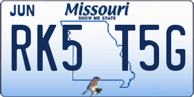 MO license plate RK5T5G