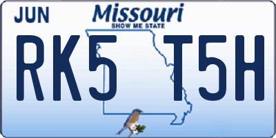 MO license plate RK5T5H