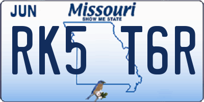 MO license plate RK5T6R
