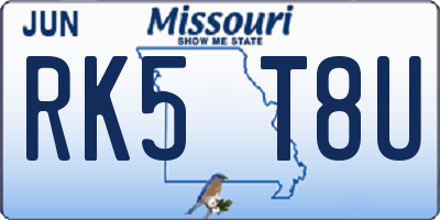 MO license plate RK5T8U