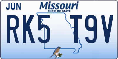 MO license plate RK5T9V