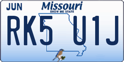 MO license plate RK5U1J