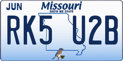 MO license plate RK5U2B
