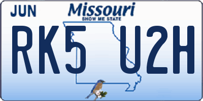 MO license plate RK5U2H