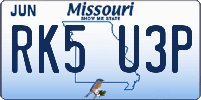 MO license plate RK5U3P