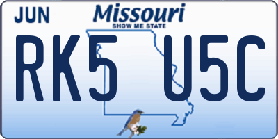MO license plate RK5U5C