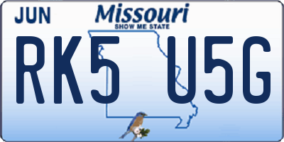 MO license plate RK5U5G
