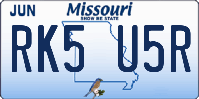 MO license plate RK5U5R