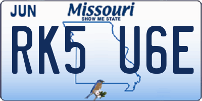 MO license plate RK5U6E