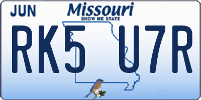 MO license plate RK5U7R