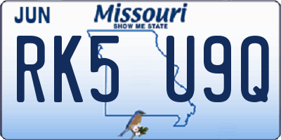 MO license plate RK5U9Q