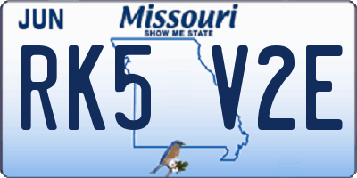 MO license plate RK5V2E