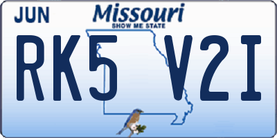 MO license plate RK5V2I