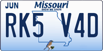 MO license plate RK5V4D