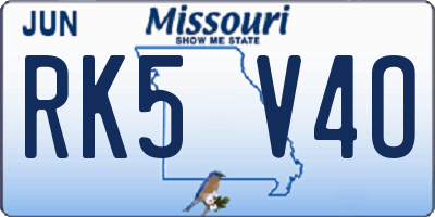 MO license plate RK5V4O