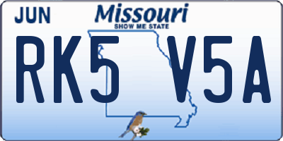 MO license plate RK5V5A