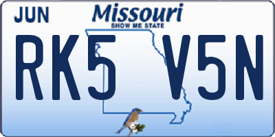 MO license plate RK5V5N