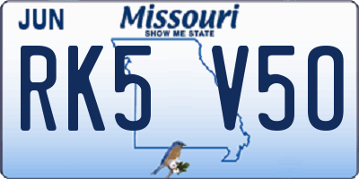 MO license plate RK5V5O
