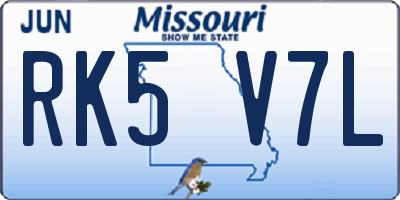 MO license plate RK5V7L