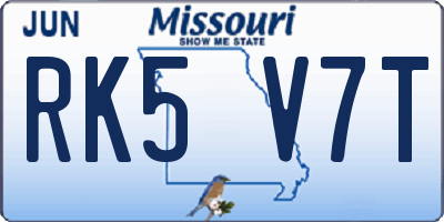 MO license plate RK5V7T