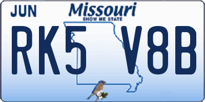 MO license plate RK5V8B