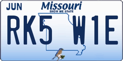 MO license plate RK5W1E