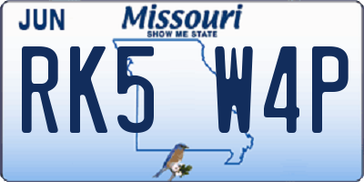 MO license plate RK5W4P
