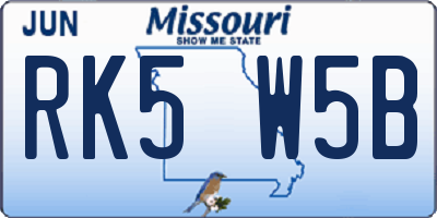 MO license plate RK5W5B