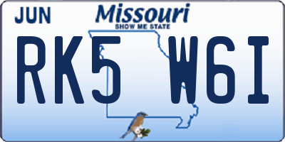 MO license plate RK5W6I