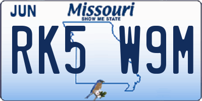 MO license plate RK5W9M