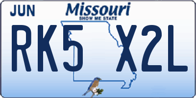 MO license plate RK5X2L